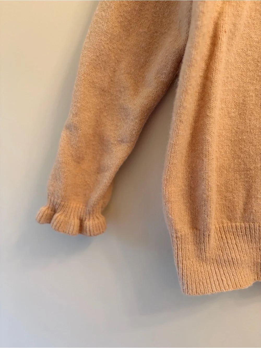 Ruffled Henley Sweater in Taupe - Picture 4 of 6